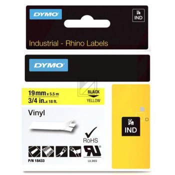 Dymo Farbiges Vinylband 19mm schwarz/gelb (18433)