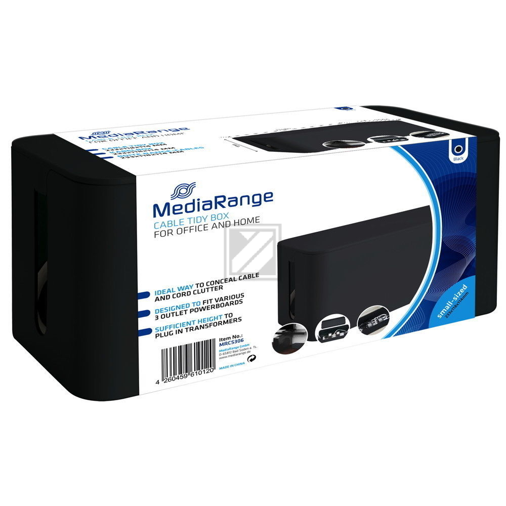 MEDIARANGE KABELBOX KLEIN 233x118x114mm MRCS306 schwarz