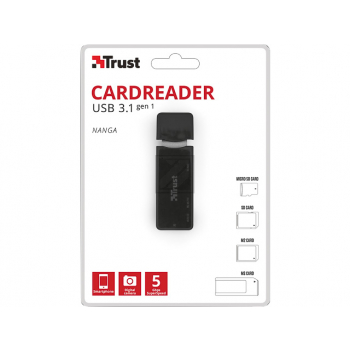 TRUST NANGA USB 3.1 KARTENLESER 21935 fuer Speicherkarten RFID-Chip