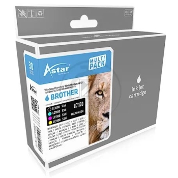 Astar Tintenpatrone gelb, magenta, schwarz, cyan (AS70001) ersetzt LC-1100M, LC-1100BK, LC-1100VALBPDR, LC-1100C