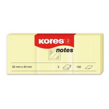 KORES NOTES 50x40mm N46050 gelb/3x100 Blatt