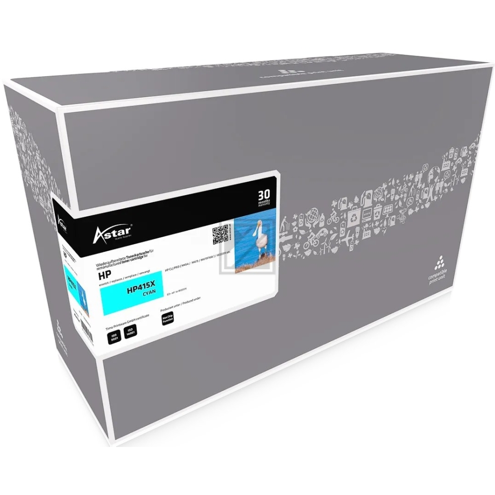 Astar Toner-Kartusche (ohne Füllstandsanzeige) cyan HC (AS20234) ersetzt 415X