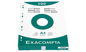Exacompta Karteikarten A4 weiß blanko Inh.100