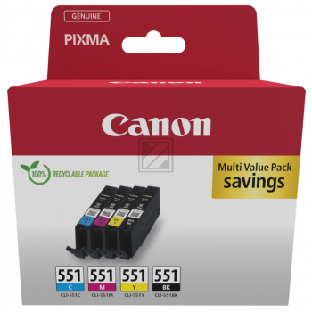 6509B015 CANON CLI551Z Pixma Tinte (4) cmyk w/o SEC 4x660Seiten Cardboard 4x7ml