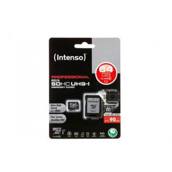 INTENSO MICRO SDHC KARTE UHSI 64GB 3433490 Klasse 10 mit Adapter