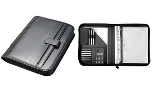 Alassio Ringbuchmappe finetouch-Lederimitat A4 schwarz Inkl. Taschenrechner
