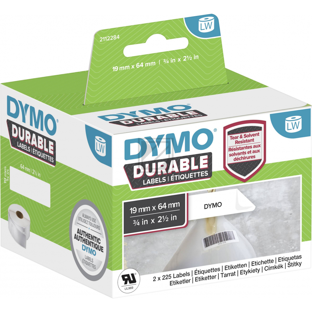2112284 DYMO 19x64mm WEISS KUNSTSTOFF(2)