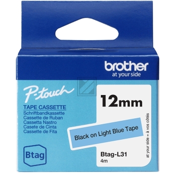 Brother Schriftbandkassette hellbau/schwarz (Btag-L31)