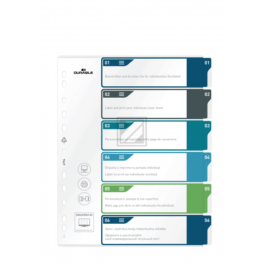 DURABLE Register A4+ 679427 mehrfarbig 1-6