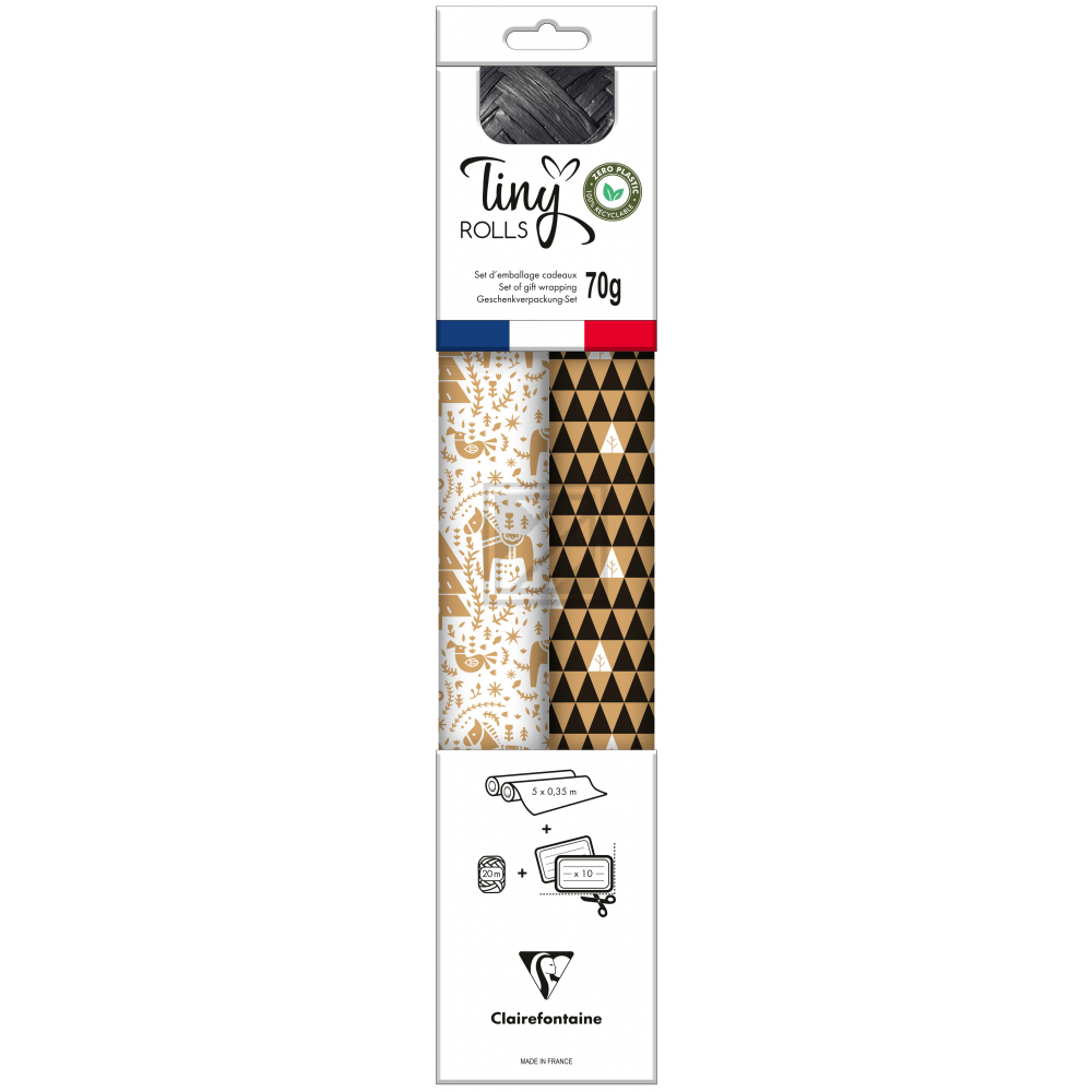 CLAIREFON Tiny Rolls Set weiss/schw. 223888C 5x0.35m inkl. Band