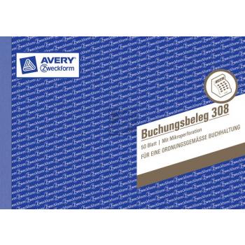 AZ Buchungsbeleg 308 A5 quer weiß Inh.50 Blatt Avery Zweckform
