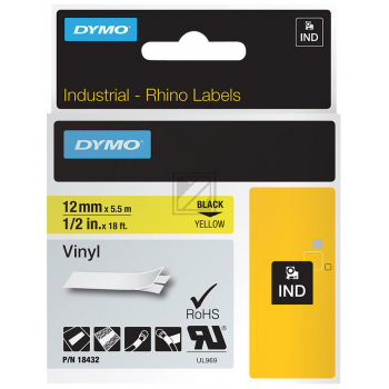 Dymo Farbiges Vinylband 12mm schwarz/gelb (18432)