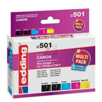 Edding Tintenpatrone gelb, magenta, schwarz, schwarz photo, cyan (EDD-501, 501) ersetzt PGI-525PGBK, CLI-526BK, CLI-526C, CLI-526M