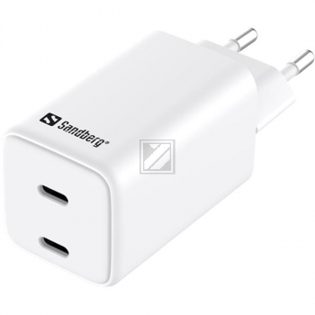 SANDBERG AC CHARGER DUAL USB-C PD65W EU 441-56 weiss
