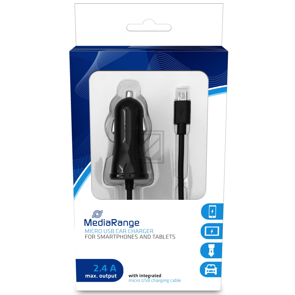 MEDIARANGE KFZ-LADEGERAET 1.0A SCHWARZ MRMA101-02 2.4A Ausgangsleistung 1m