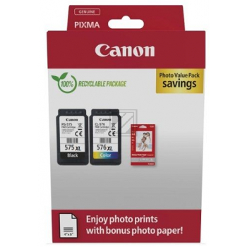 Canon Tintenpatrone + Papier cyan/magenta/gelb, schwarz HC (5437C006, CL-576XL, PG-575XL)