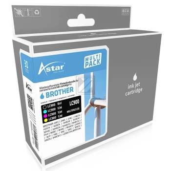 Astar Tintenpatrone gelb, magenta, schwarz, cyan (AS44900) ersetzt LC-900BK, LC-900C, LC-900M, LC-900Y