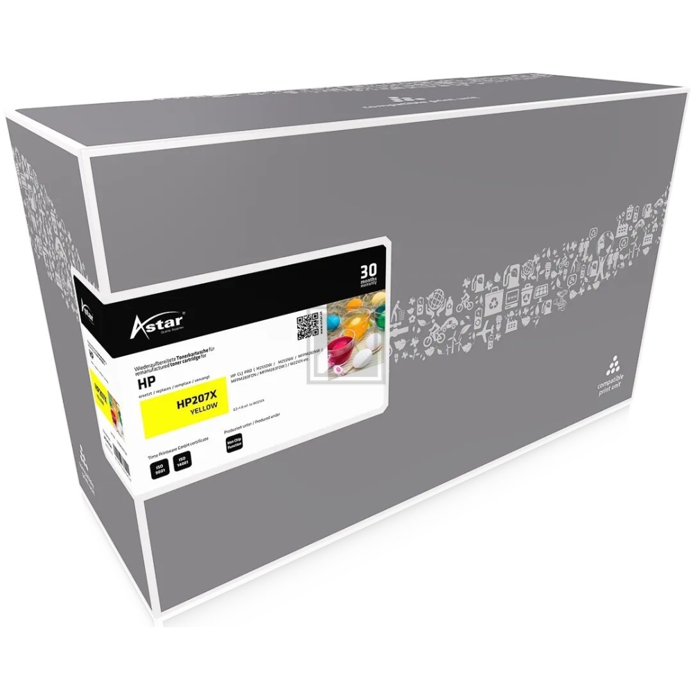 Astar Toner-Kartusche (ohne Füllstandsanzeige) gelb HC (AS20256) ersetzt 207X