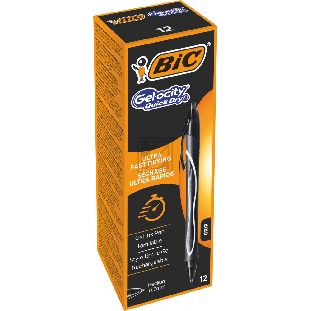 BIC Gel-ocity quick dry 949873 schwarz, 12 Stück