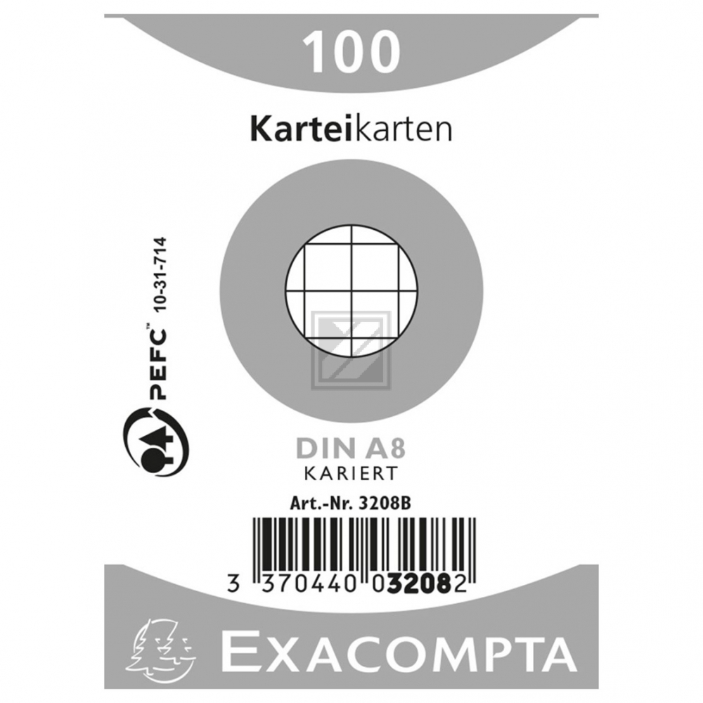 EXACOMPTA Karteikarten A8 3208B kariert 100 Stk.