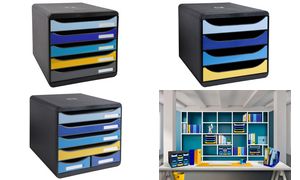 EXACOMPTA Schubladenbox BeeBlue A4+ 3094202D Big Box Plus, 5 Schubladen