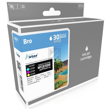 Astar Tintenpatrone gelb, magenta, schwarz, cyan (AS44121) ersetzt LC-121C, LC-121M, LC-121Y, LC-121BK