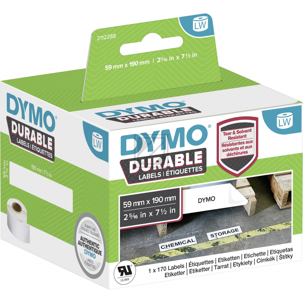 2112288 DYMO 59x190mm WEISS KUNSTSTOFF 1Rl/170Stk LW Adress-Etiketten permanent