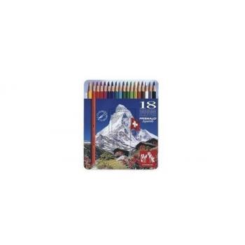 CARAN d'A Farbstifte Prismalo 3mm 999.318 18 Farben ass.,Metallschachtel