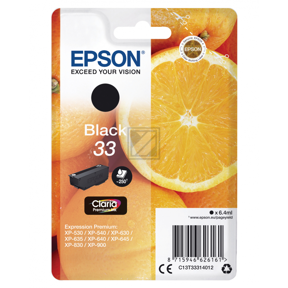 Epson Tintenpatrone with secure schwarz (C13T33314012, T3331)