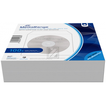 MEDIARANGE CD PAPIERHUELLEN (100) BOX62 klebende Lasche + Sichtfenster