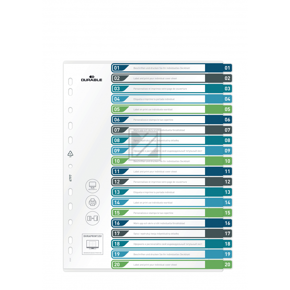 DURABLE Register A4+ 679727 mehrfarbig 1-20