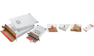 Colompac Versandtaschen aus Wellpappe weiß 250 x 353 x 20 mm selbstklebend