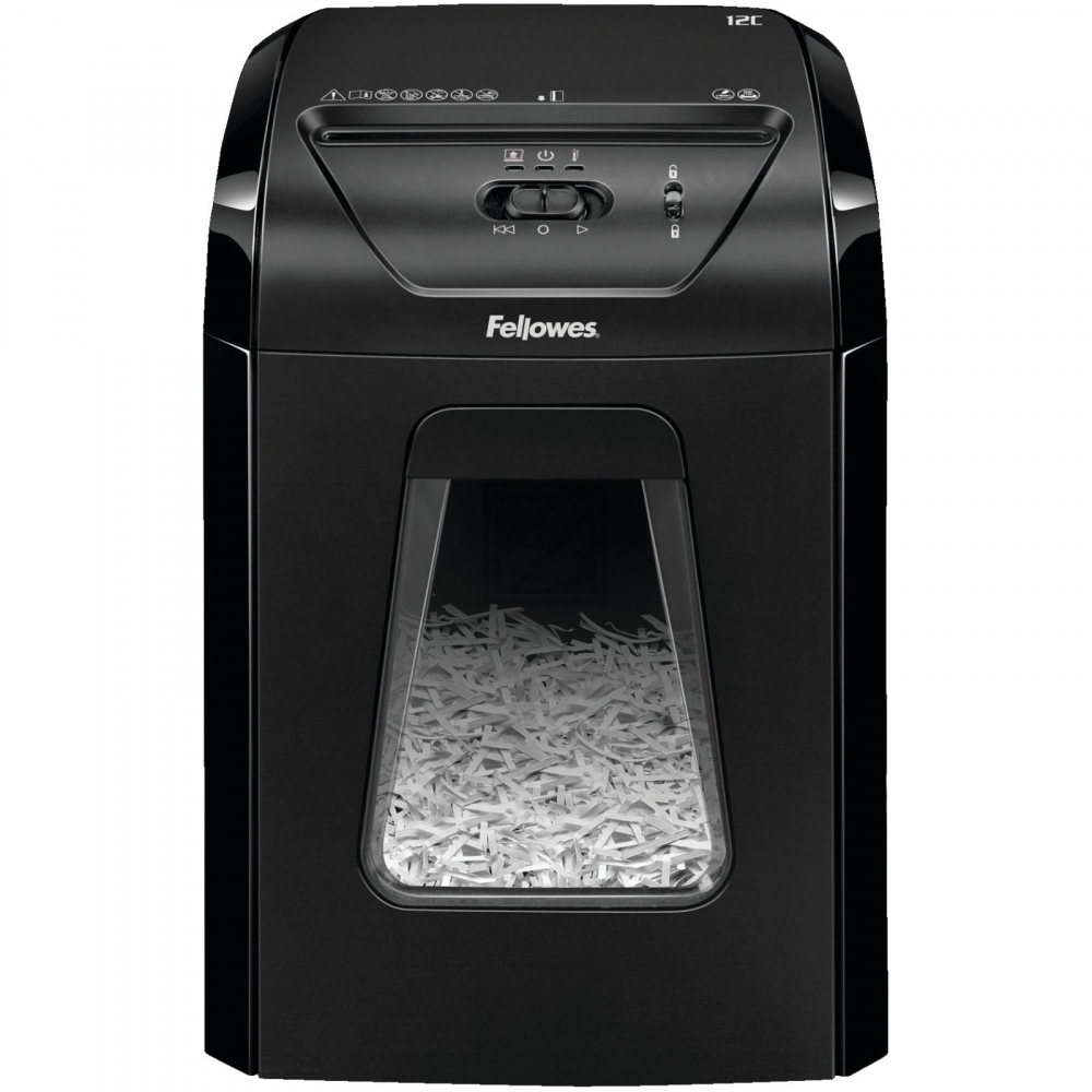 FELLOWES 12C AKTENVERNICHTER SCHWARZ 7120101 Partikelschnitt 4x40mm P4 12Blt