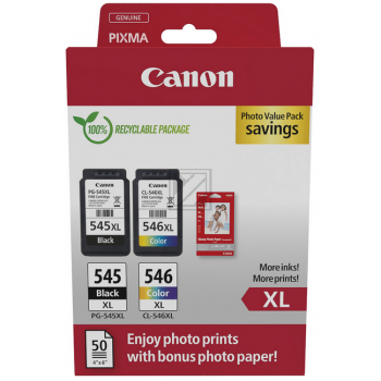Canon Tintendruckkopf + Papier cyan/magenta/gelb, schwarz HC (8286B012, CL-546XL, PG-545XL)