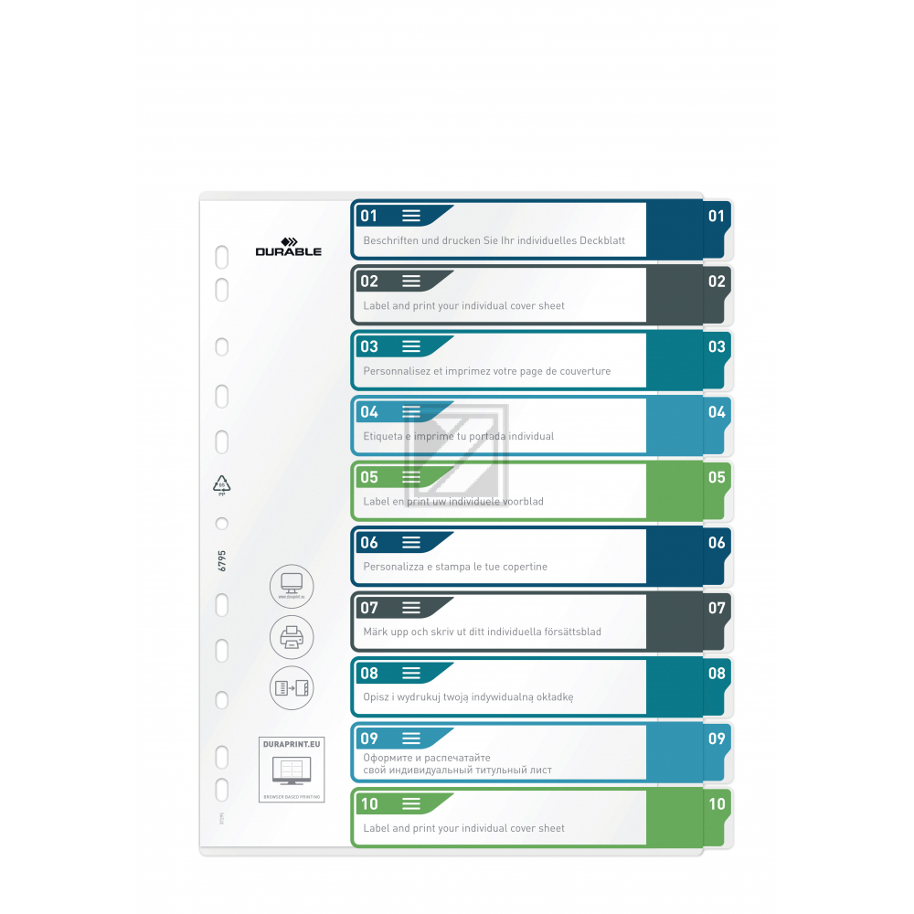 DURABLE Register A4+ 679527 mehrfarbig 1-10