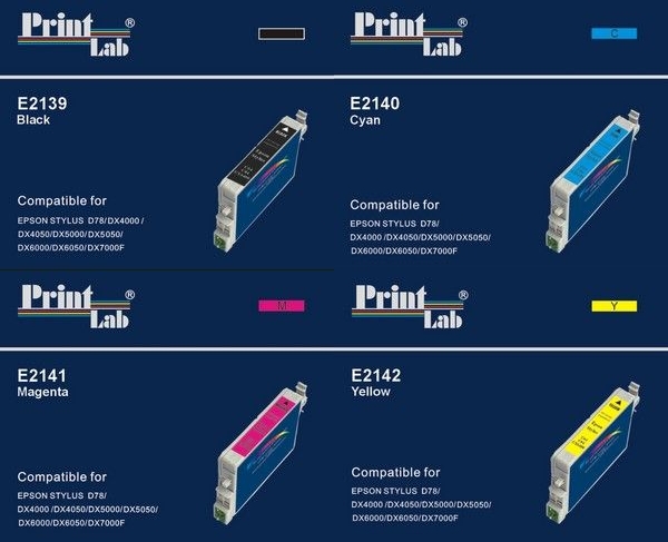 PrintLab Tintenpatrone gelb, magenta, schwarz, cyan (E2139 - E2142Set) ersetzt T0611, T0612, T0613, T0614