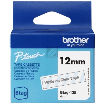 Brother Schriftbandkassette weiß/transparent (BTAG-135)