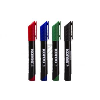 KORES Permanent Marker 3mm M20945 4-farbig ass./Keilspitze