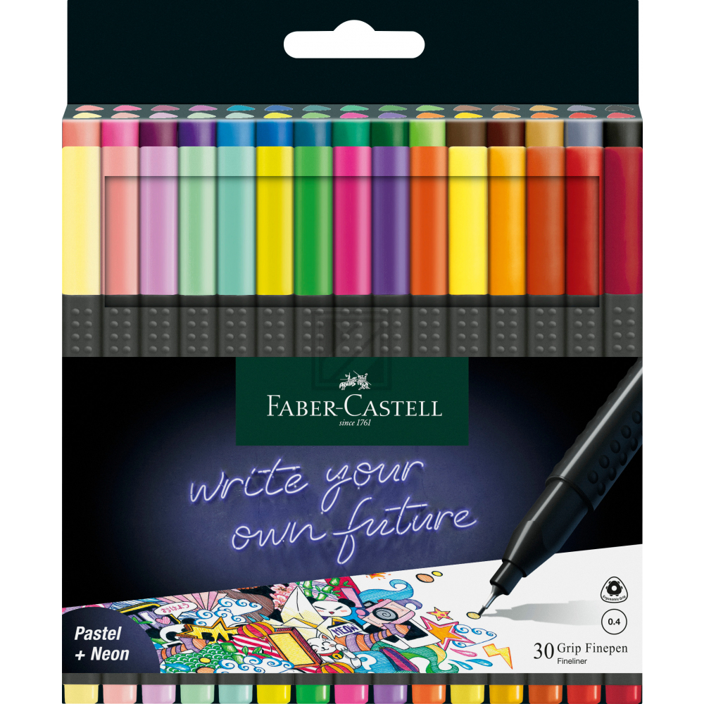 FABER-CA. Finepen Grip 0.4mm 151630 30 couleurs, Etui