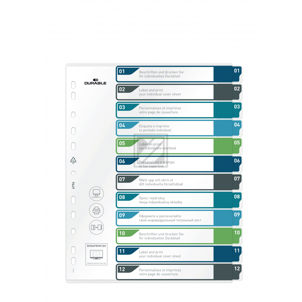 DURABLE Register A4+ 679627 mehrfarbig 1-12