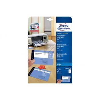 AVERY ZW. Visitenkarten 85x54mm C32015-10 weiss, matt, 260g/m2 80 Karten