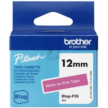 Brother Schriftbandkassette weiß/pink (Btag-P35)