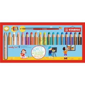 STABILO Multitalent-Stift woody 108801118 18er Etui mit Pinsel 3-in-1