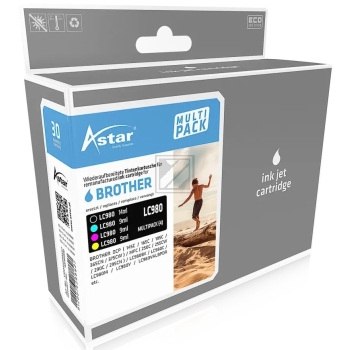 Astar Tintenpatrone gelb, magenta, schwarz, cyan (AS44980) ersetzt LC-980BK, LC-980C, LC-980M, LC-980Y