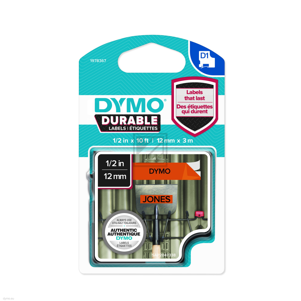 1978367 DYMO D1 12mm ORANGE-SCHWARZ