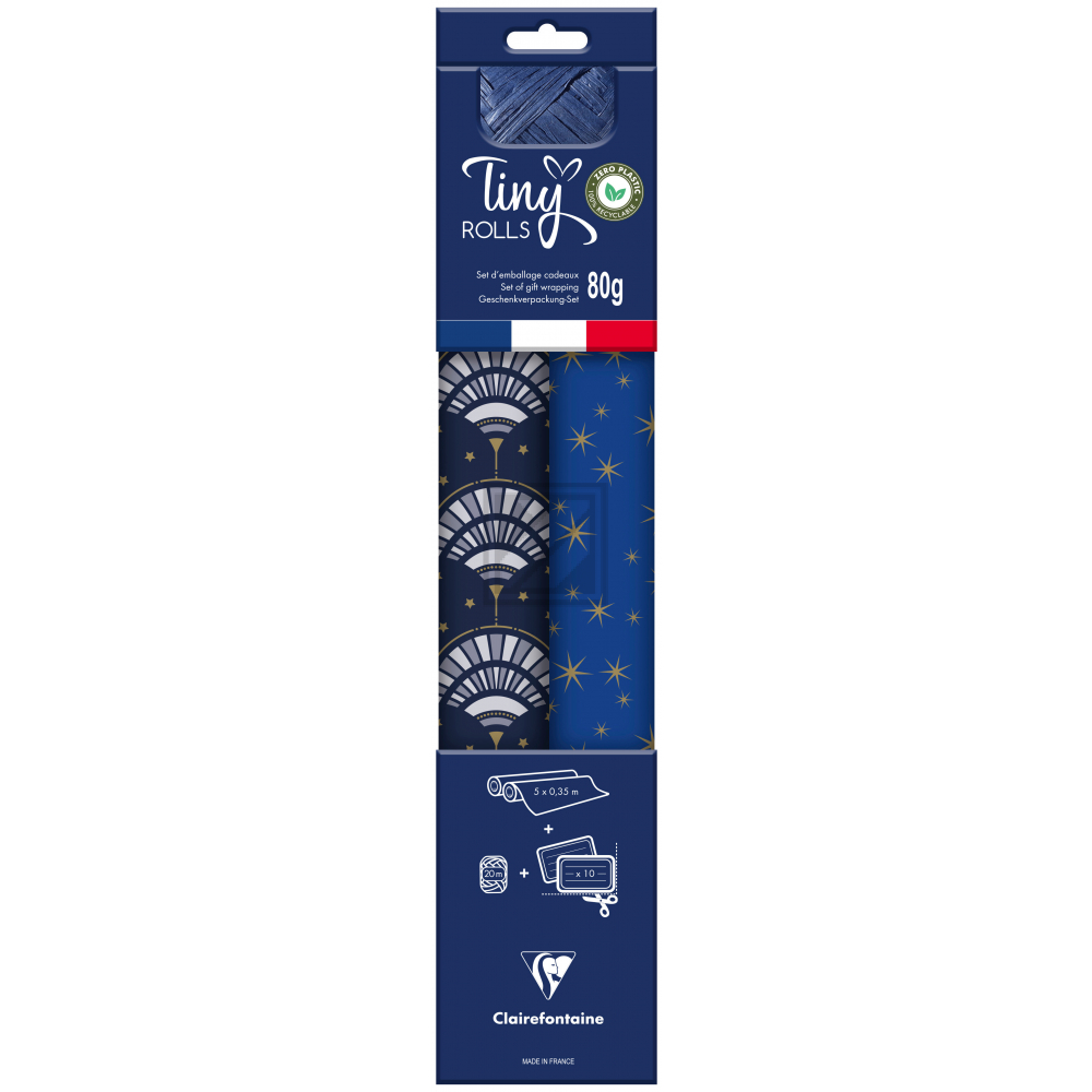 CLAIREFON Tiny Rolls Set blau/gold 223892C 5x0.35m inkl. Band