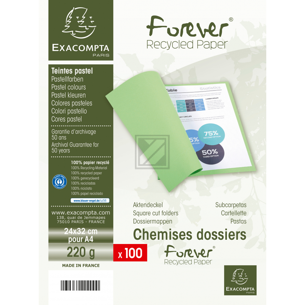 EXACOMPTA Aktendeckel X410002E sand, 100 Stück