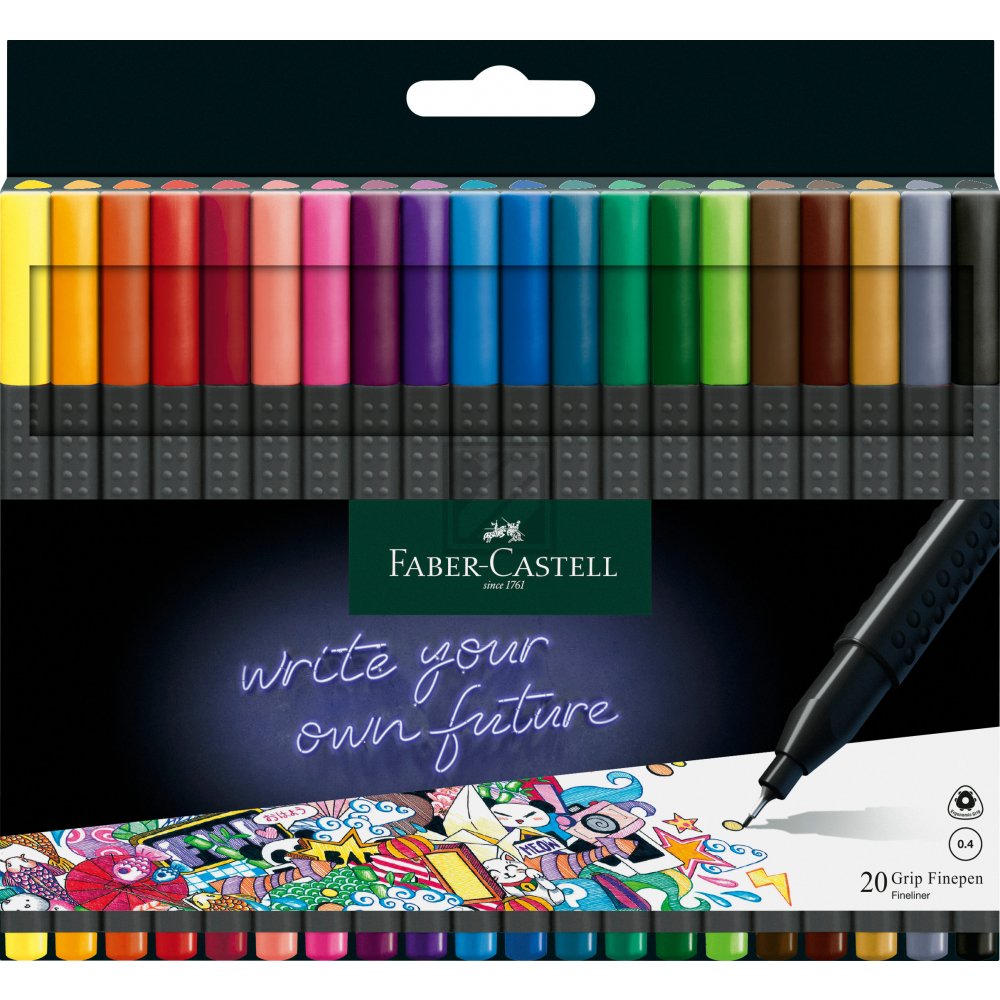 FABER-CA. Finepen Grip 0.4mm 151620 20 couleurs, Etui