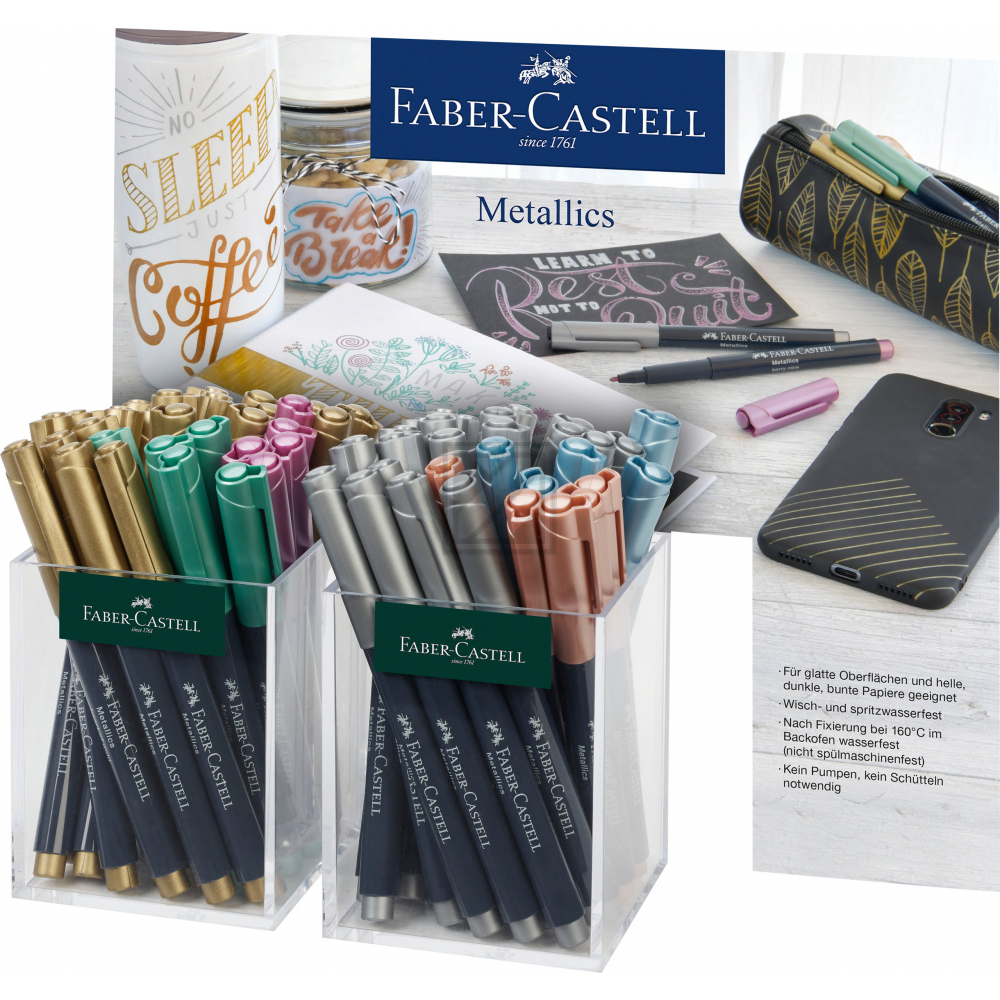 FABER-CA. Thekendisplay Metallic Marker 160760 diverse Farben ass., gefüllt