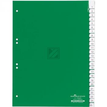 Durable Register A4 hoch PP grün 25-teilig blanko